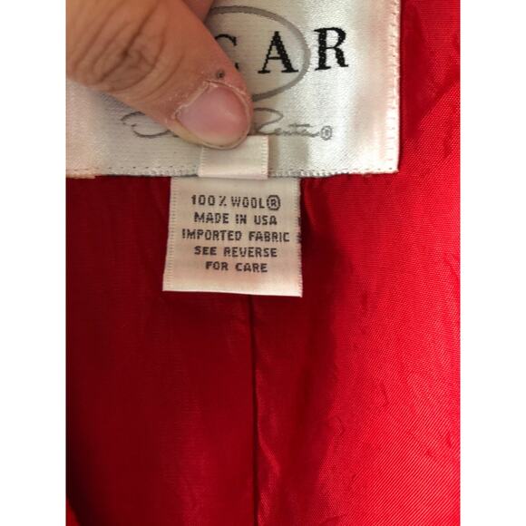 EUC Oscar De La Renta Jacket/Blazer Women's Red Button Down With Pockets Sz 4 - Picture 5 of 7